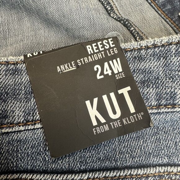 Kut From The Kloth Jeans Womens 24W Reese Ankle Straight Denim Blue Fray NEW - Picture 10 of 13